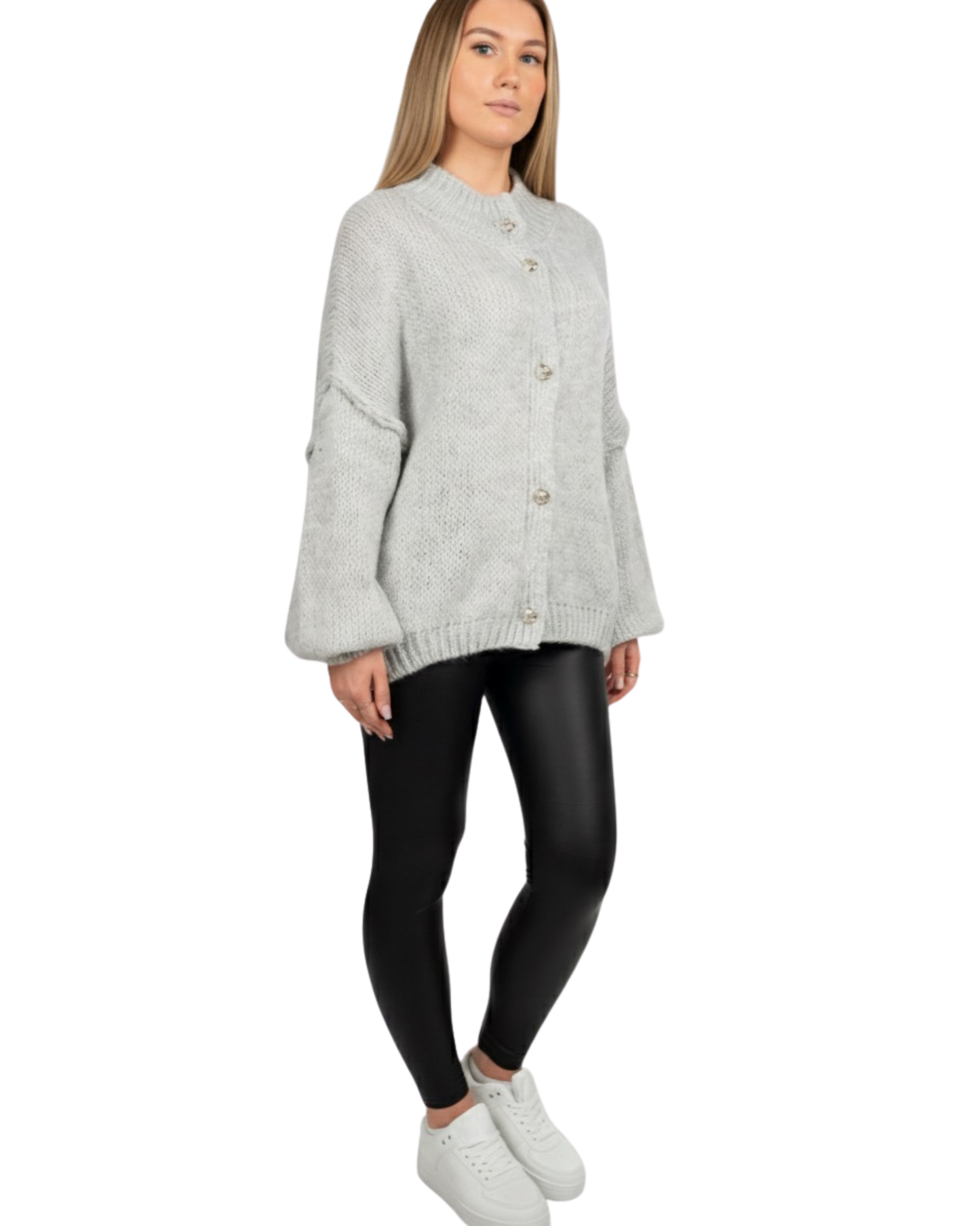 Strickjacke mit Glanzknöpfe