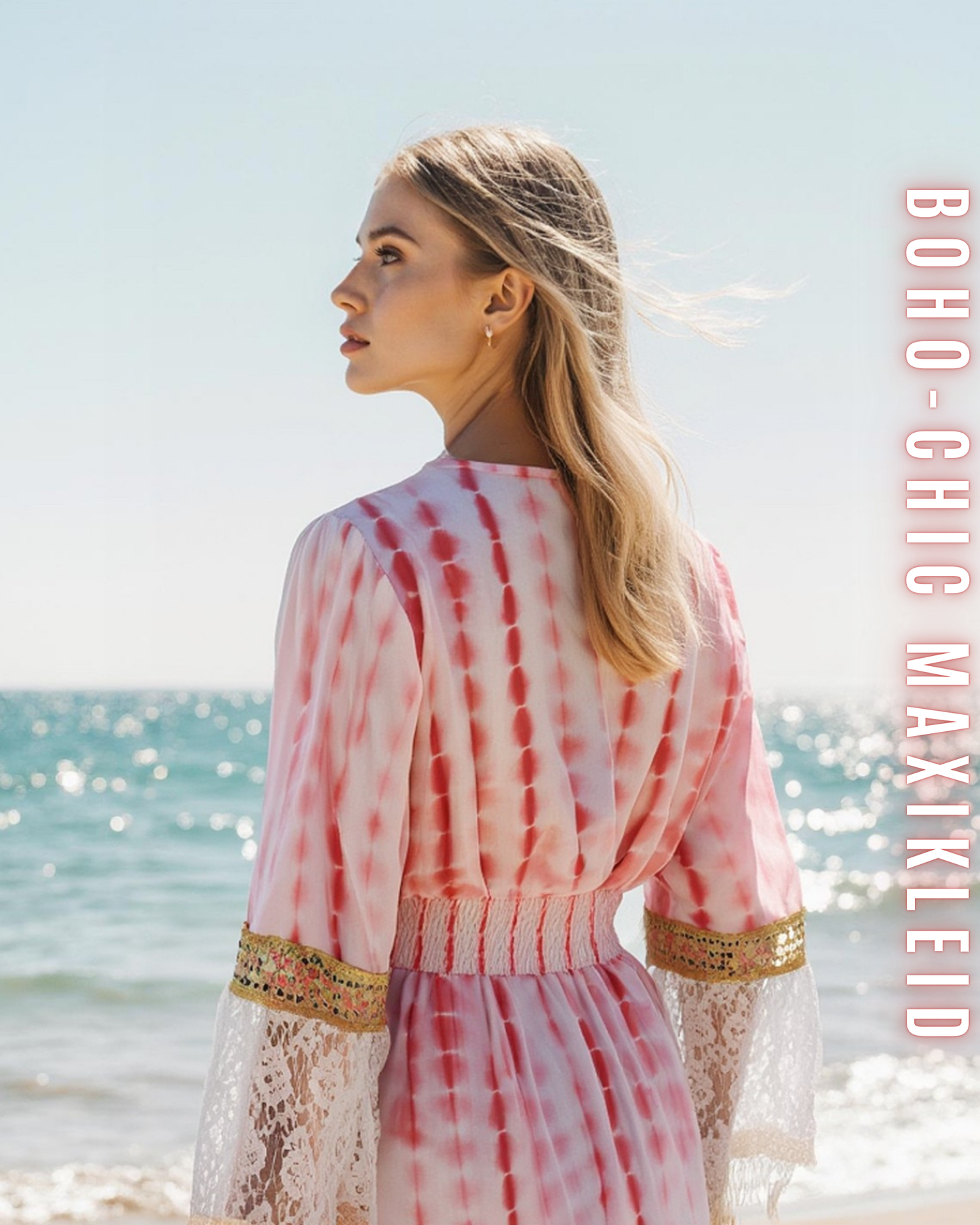 Boho-Chic Maxikleid für Damen mit Spitze & Fransen | 100% Viskose | Perfekt für Sommer und Veranstaltungen.