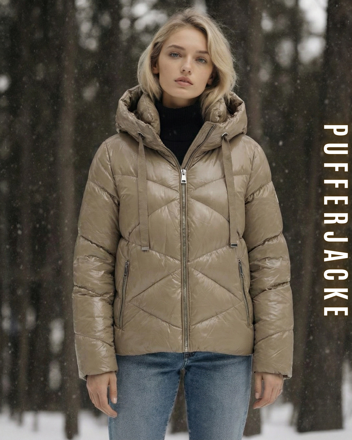 Glanz Pufferjacke Kurz