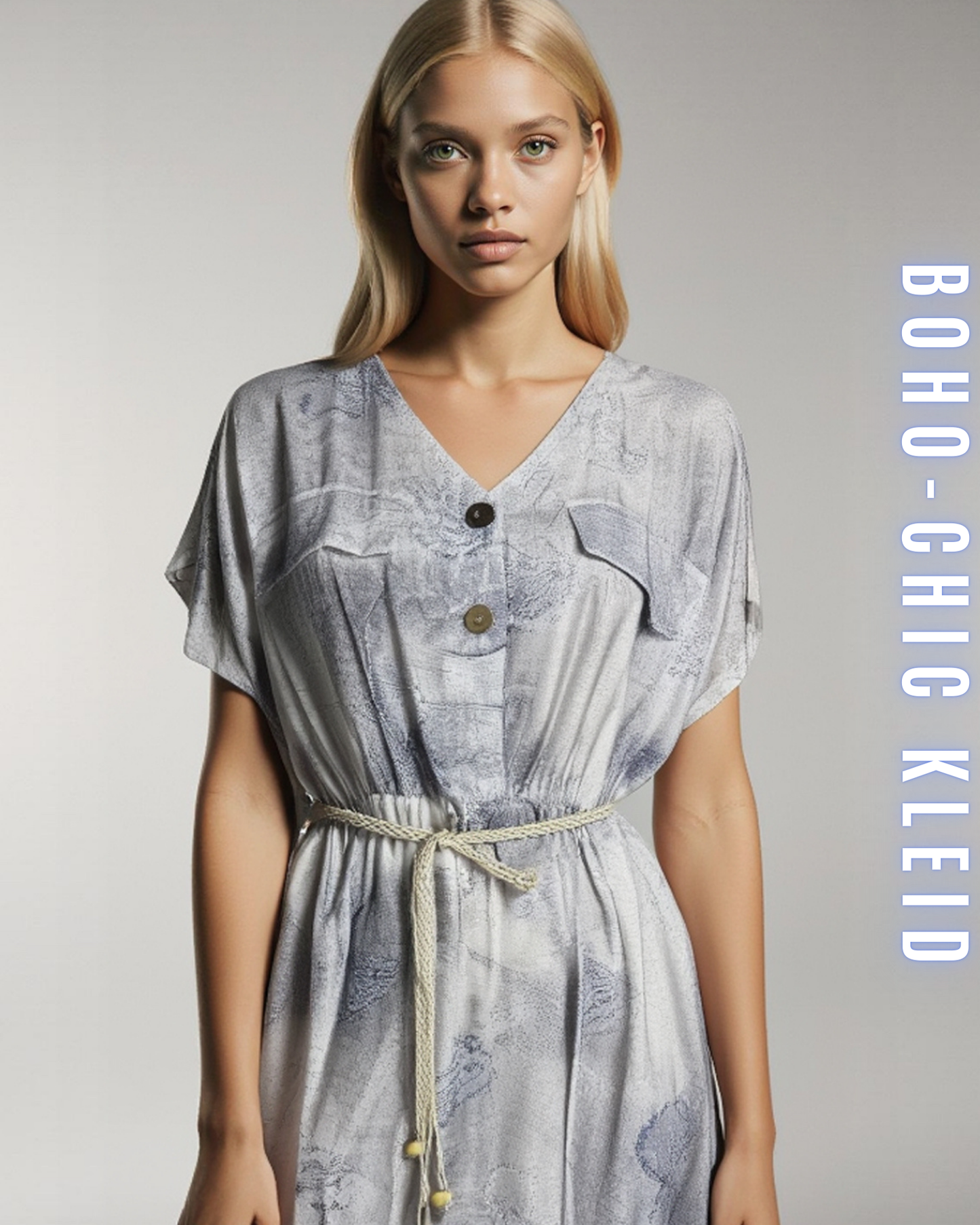 Boho-Chic Kleid mit Bindegürtel