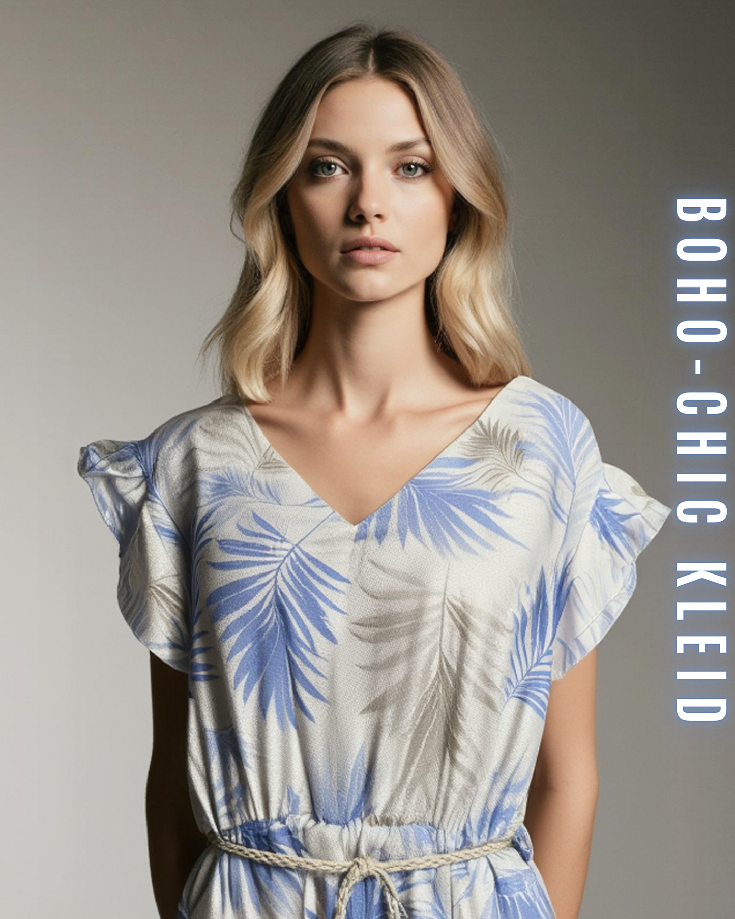 Boho-Kleid „Palmenblatt“ mit Bindegürtel