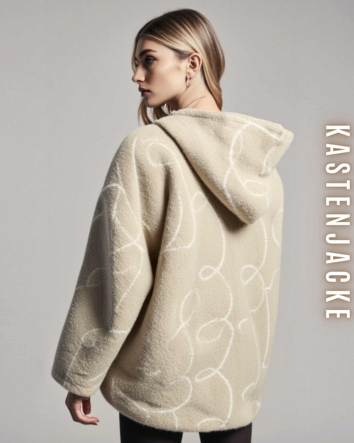 Gemusterte Kastenjacke mit Kapuze