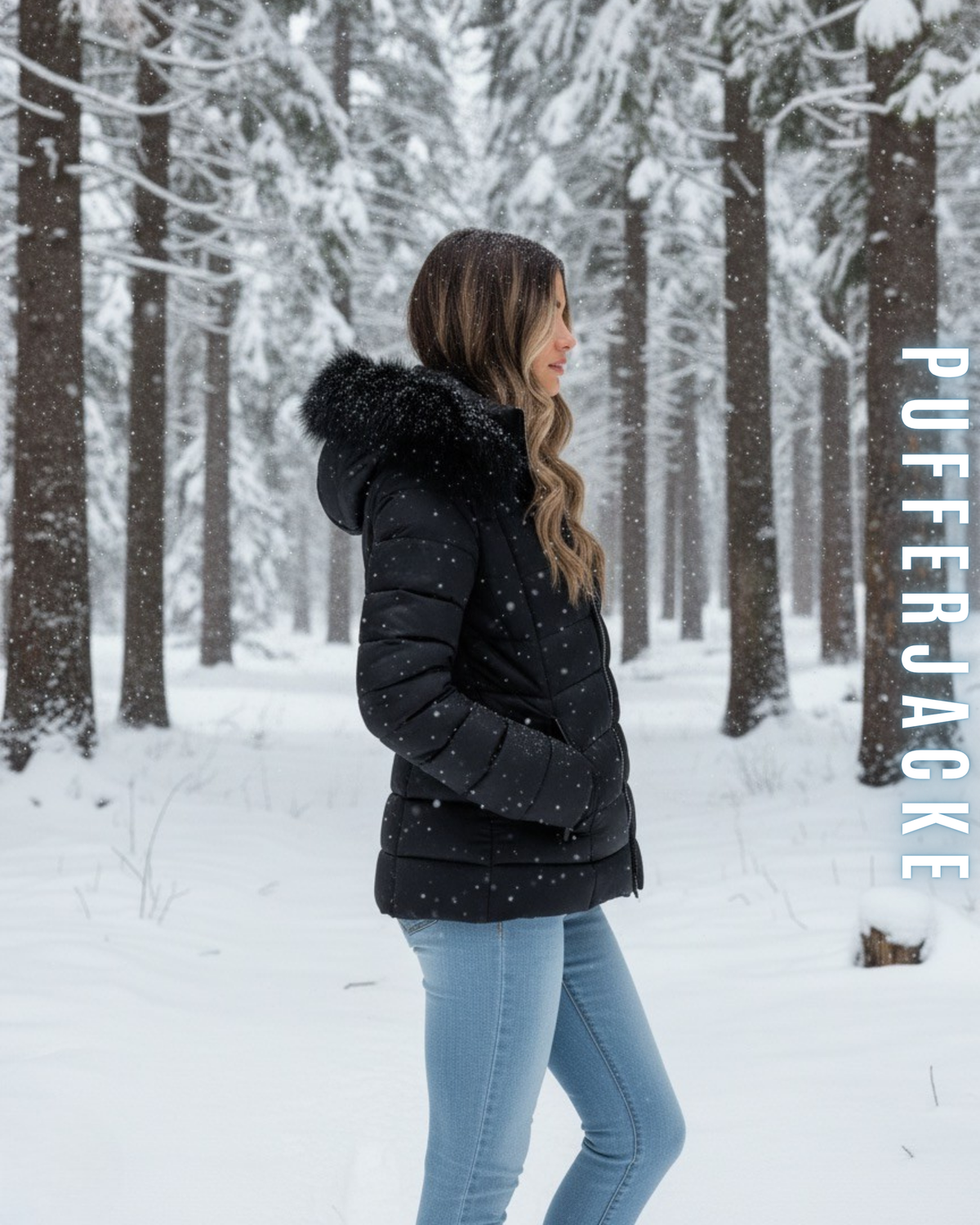 Pufferjacke Winter mit Fellkragen