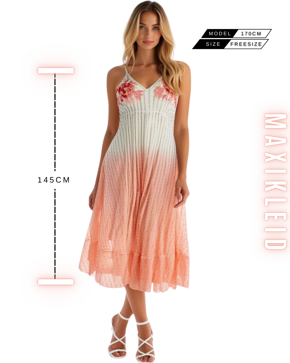 Boho Maxikleid mit Paillettenstickerei