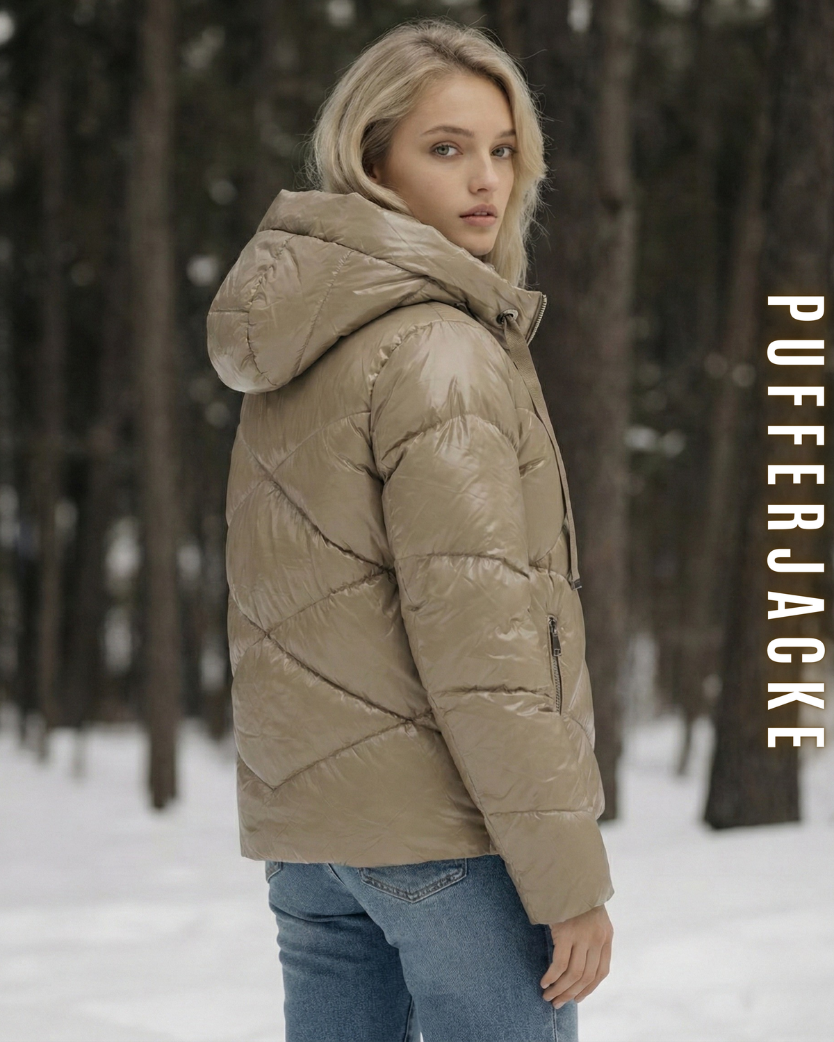 Glanz Pufferjacke Kurz