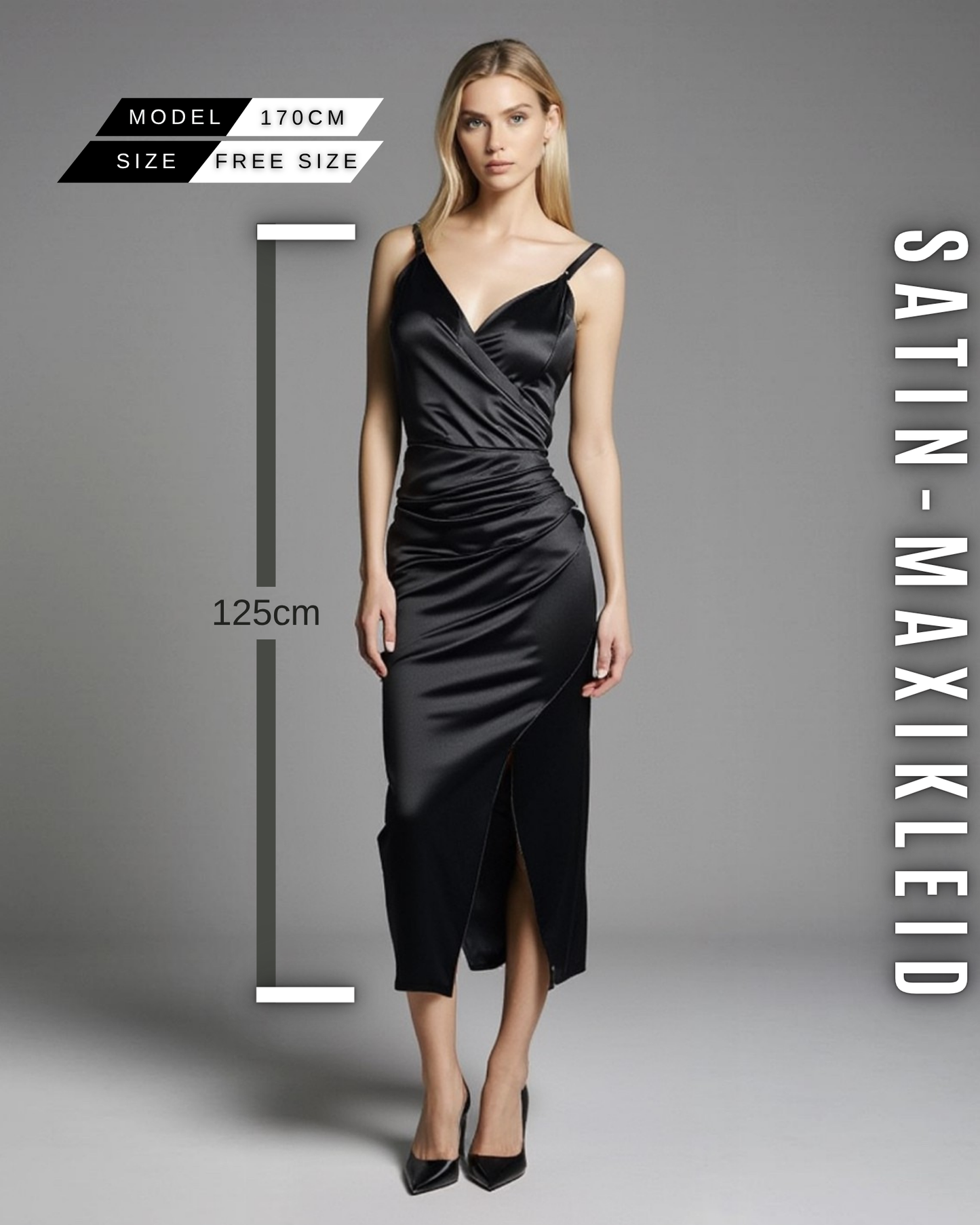Satin-Maxikleid – Ärmellos & Tailliert