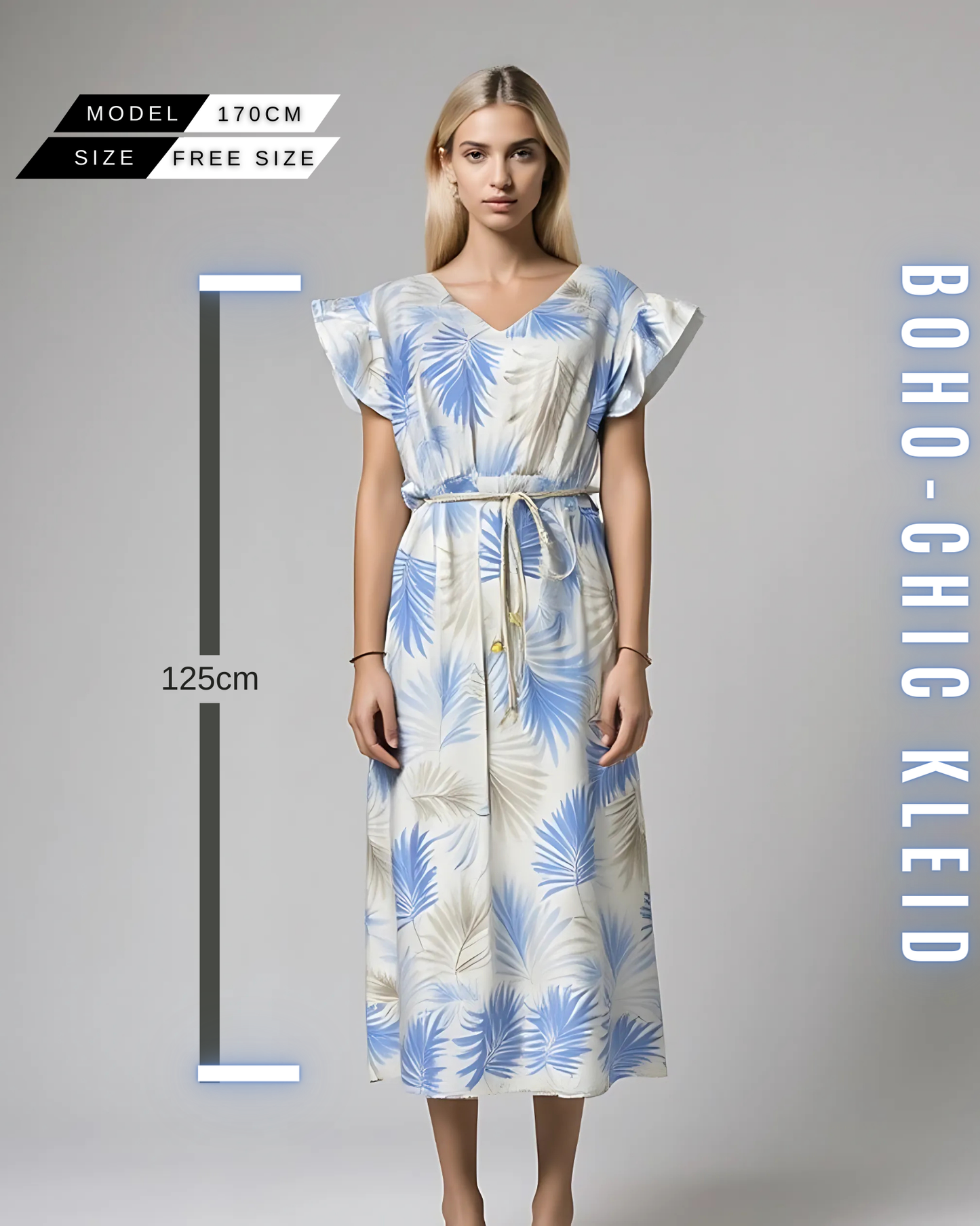 Boho-Kleid „Palmenblatt“ mit Bindegürtel