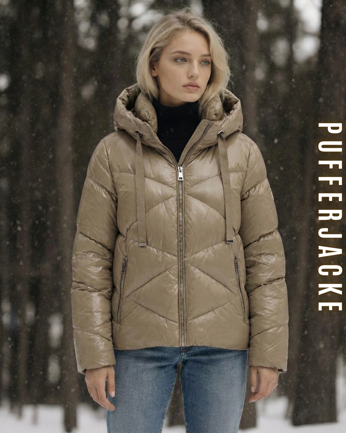 Glanz Pufferjacke Kurz