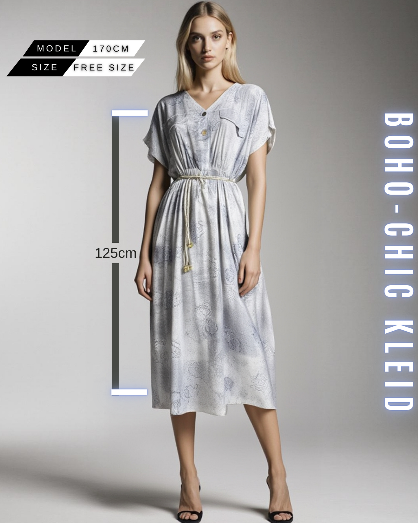 Boho-Chic Kleid mit Bindegürtel
