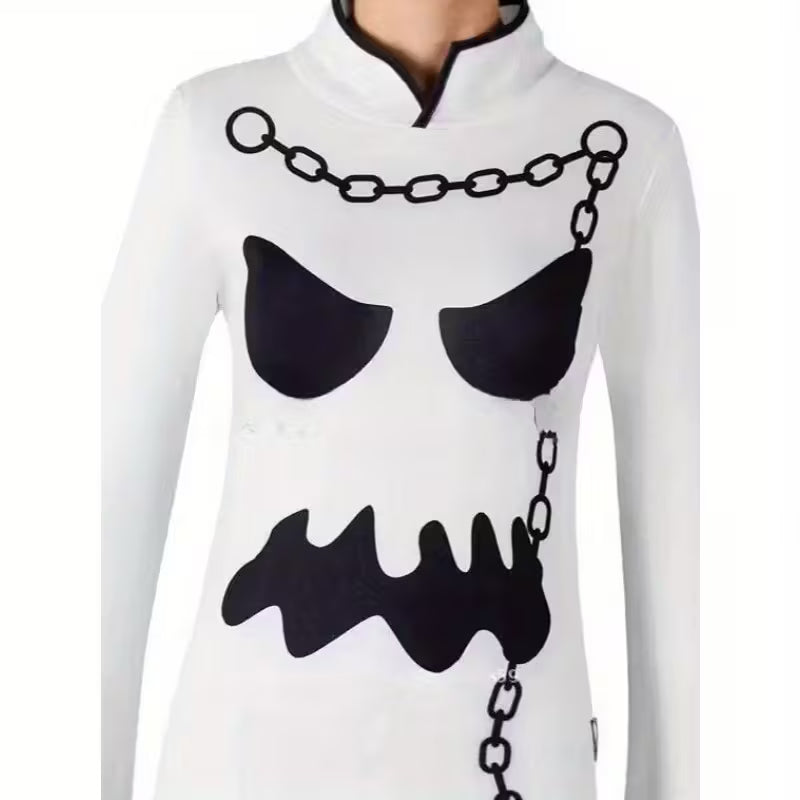 Halloween-Kostüm mit Kapuze und gruseligem Gesichtsdesign