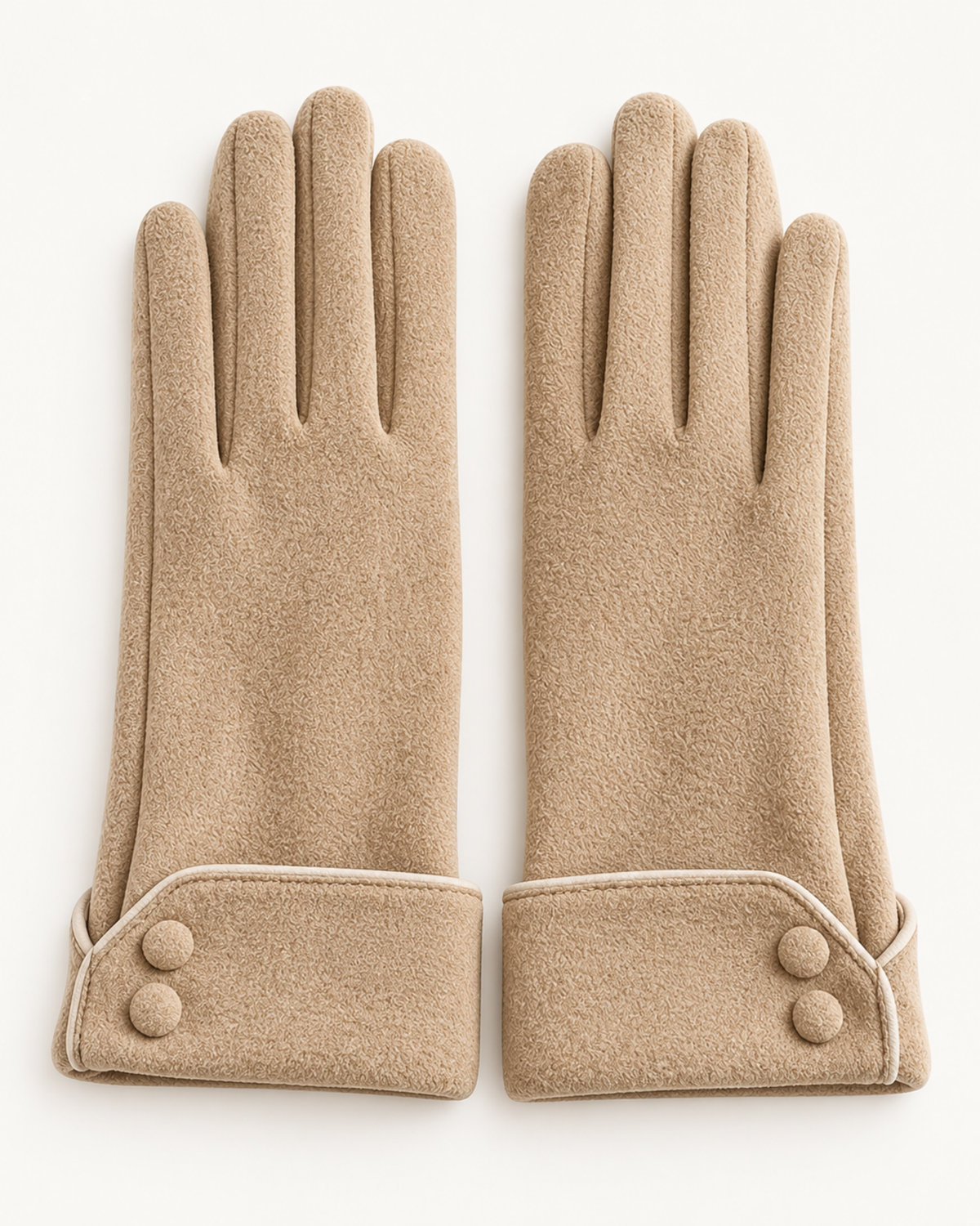 ELEXUA Damen-Handschuhe mit Zierknöpfen in Beige – Ansicht 2