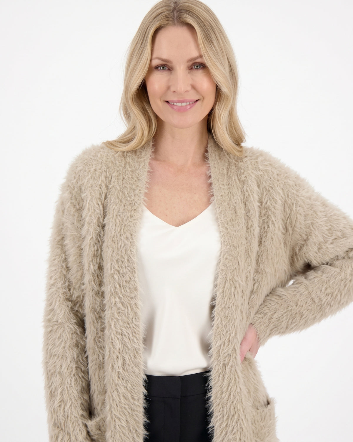 Langer Damen-Cardigan mit Taschen