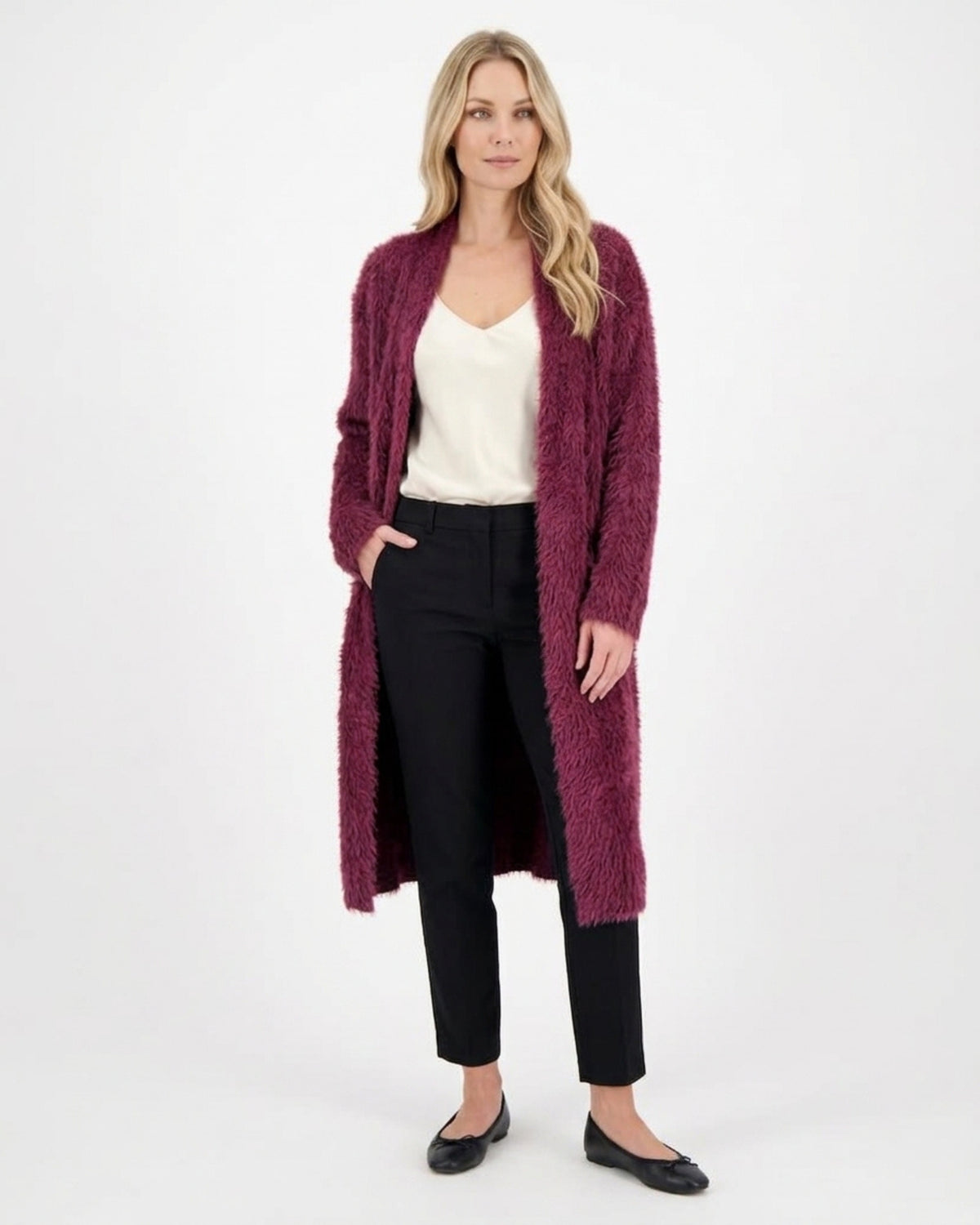 Langer Damen-Cardigan mit Taschen