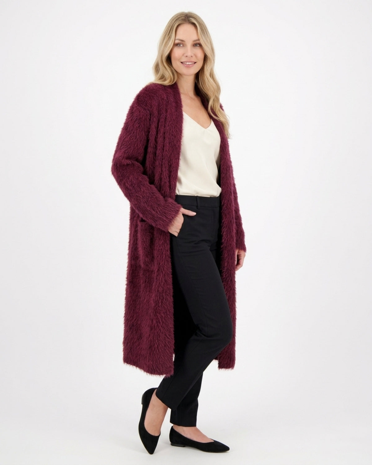 Langer Damen-Cardigan mit Taschen