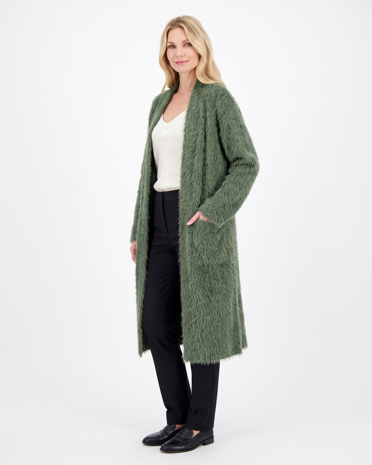 Langer Damen-Cardigan mit Taschen