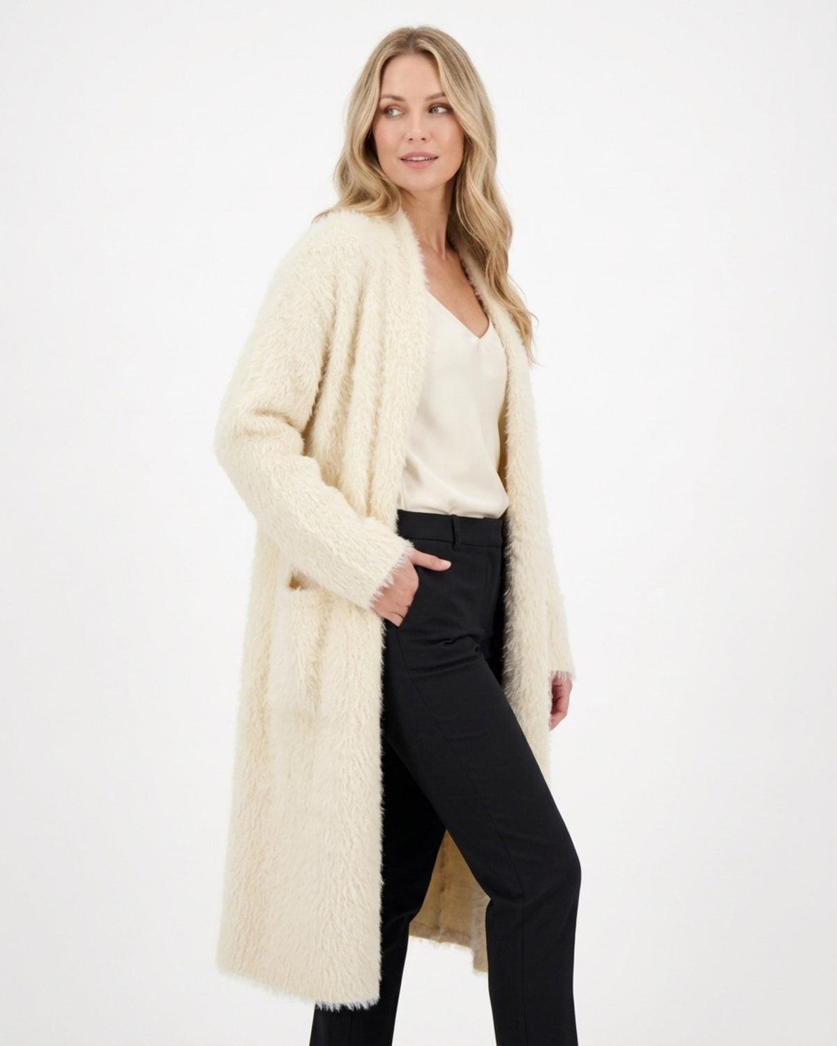 Langer Damen-Cardigan mit Taschen
