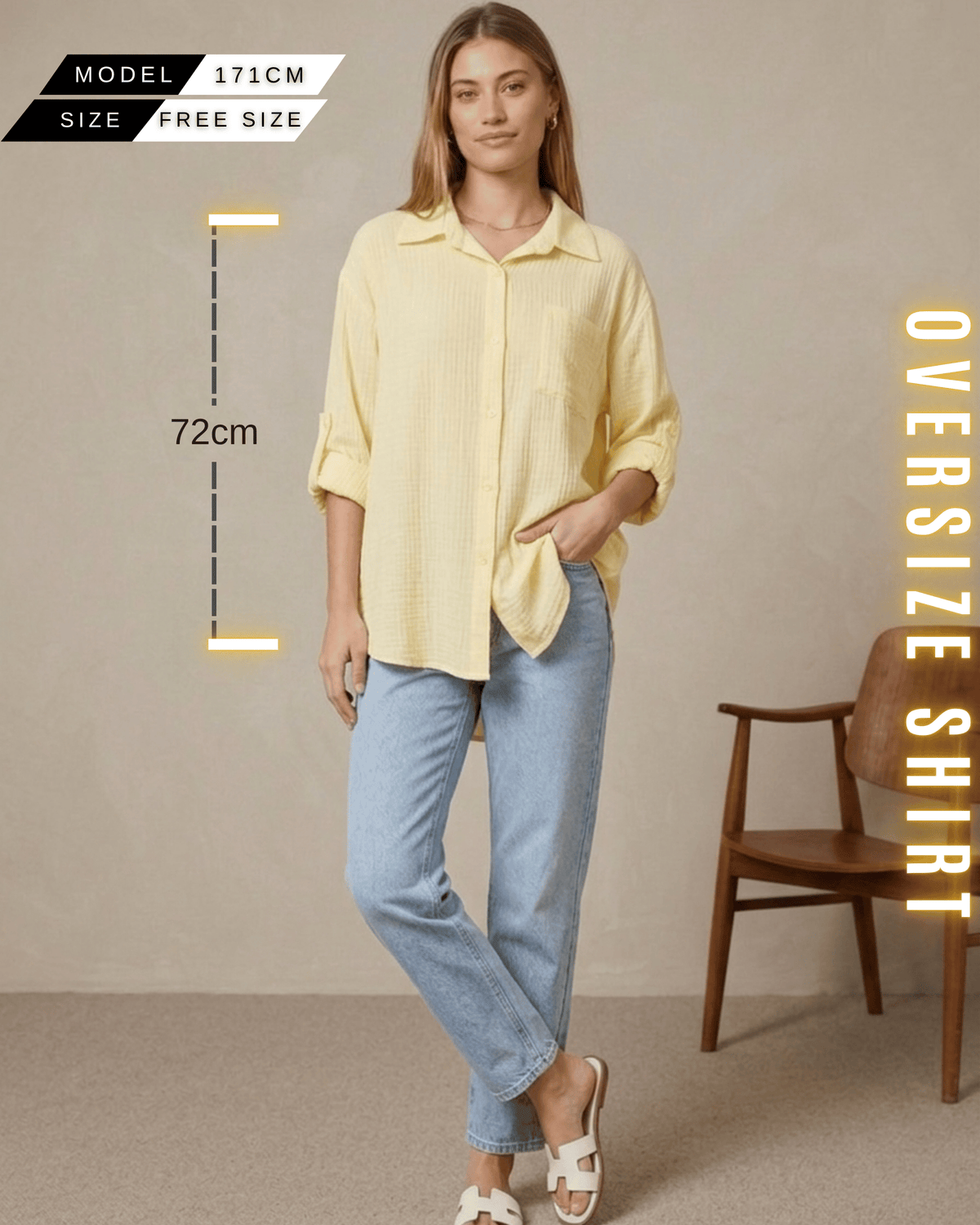 Oversize-Hemd – Musselin-Look