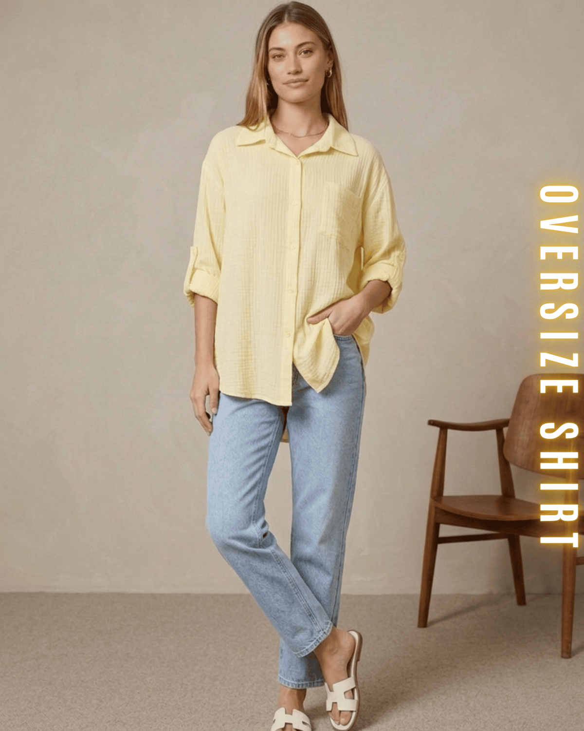 Oversize-Hemd – Musselin-Look