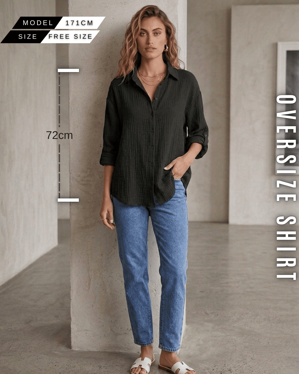 Oversize-Hemd – Musselin-Look