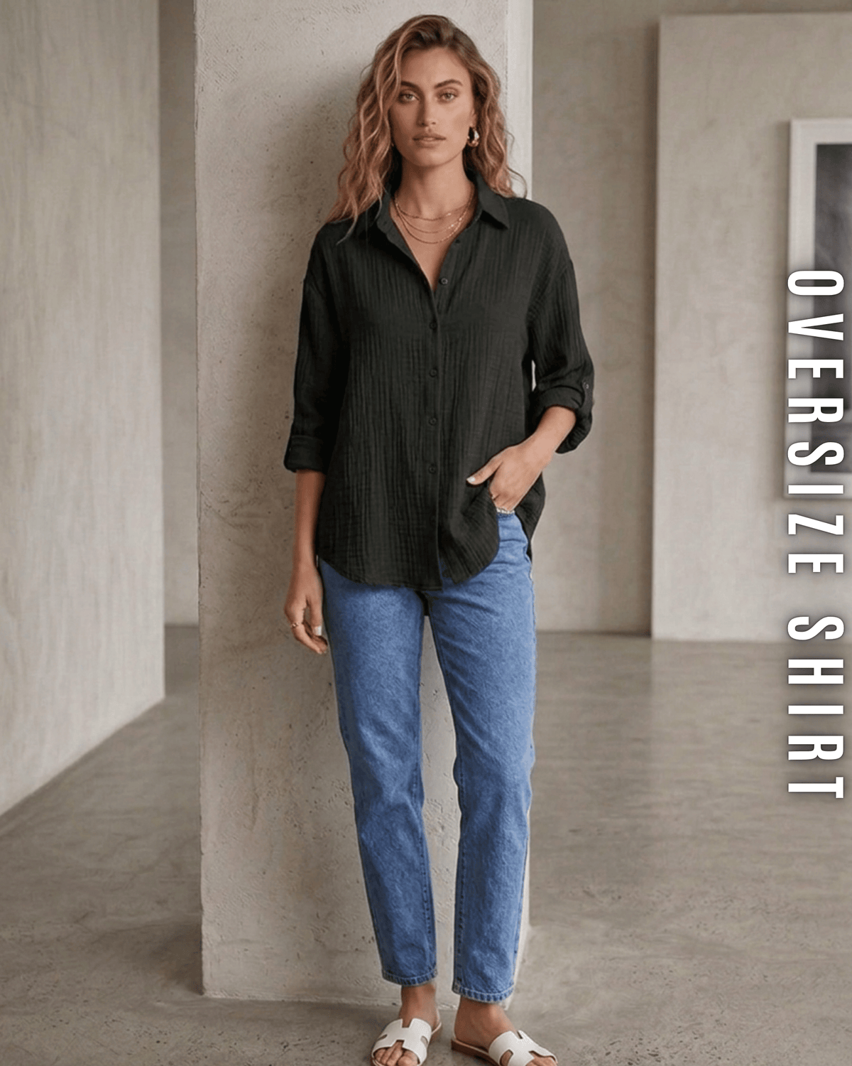 Oversize-Hemd – Musselin-Look