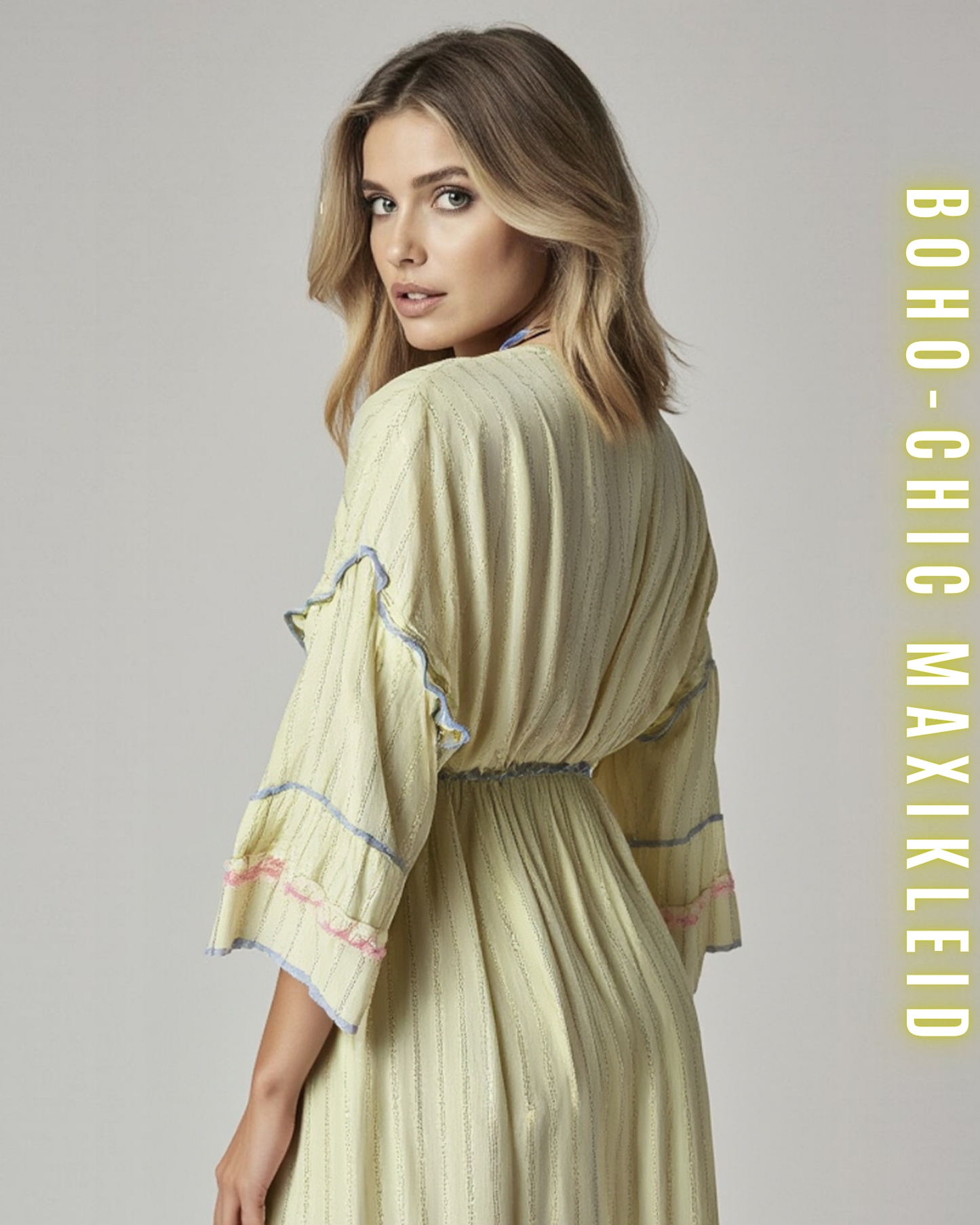 Boho-Chic Maxikleid mit ausgestellten Ärmeln