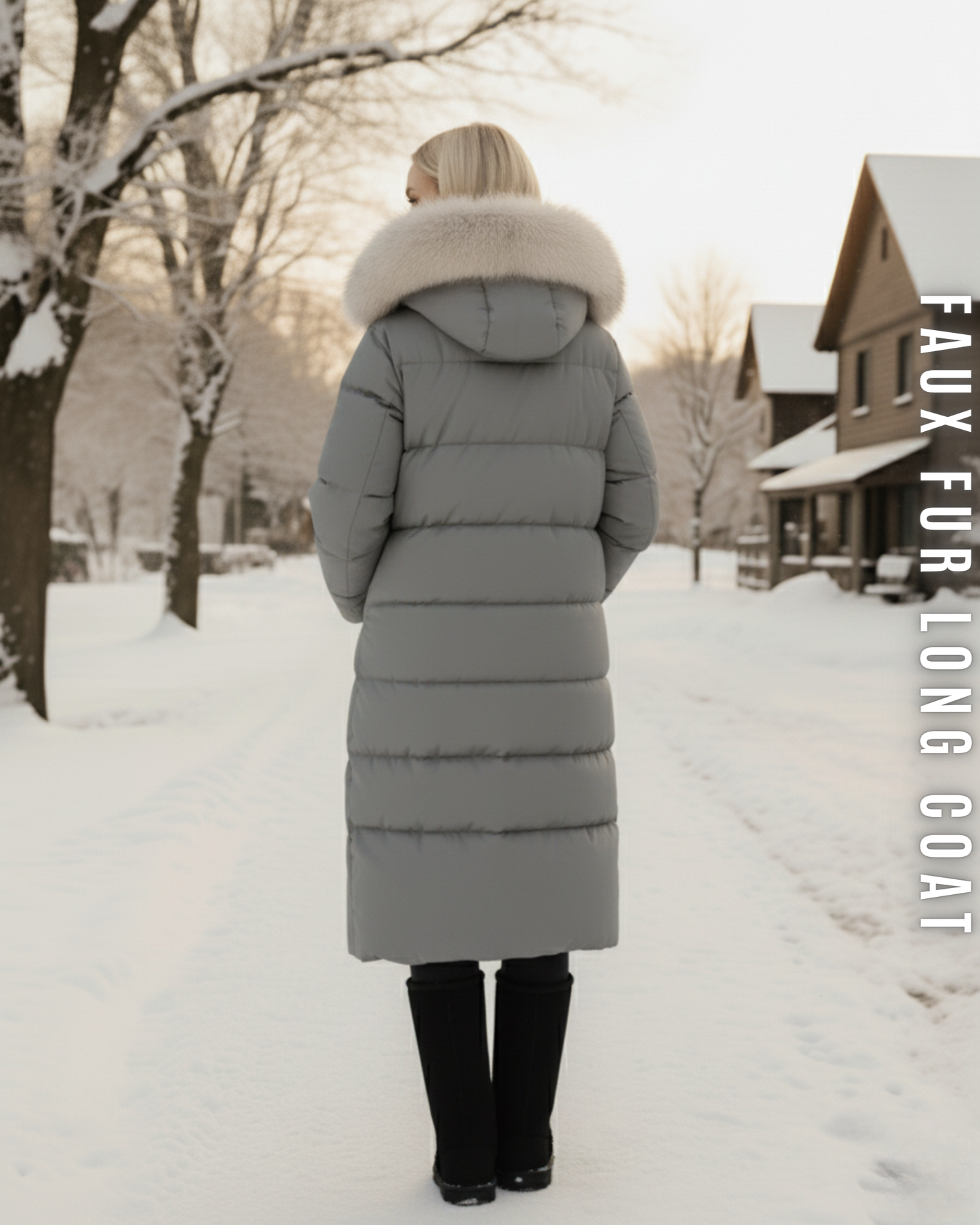 Langer Steppmantel "Arctic" - Kapuze