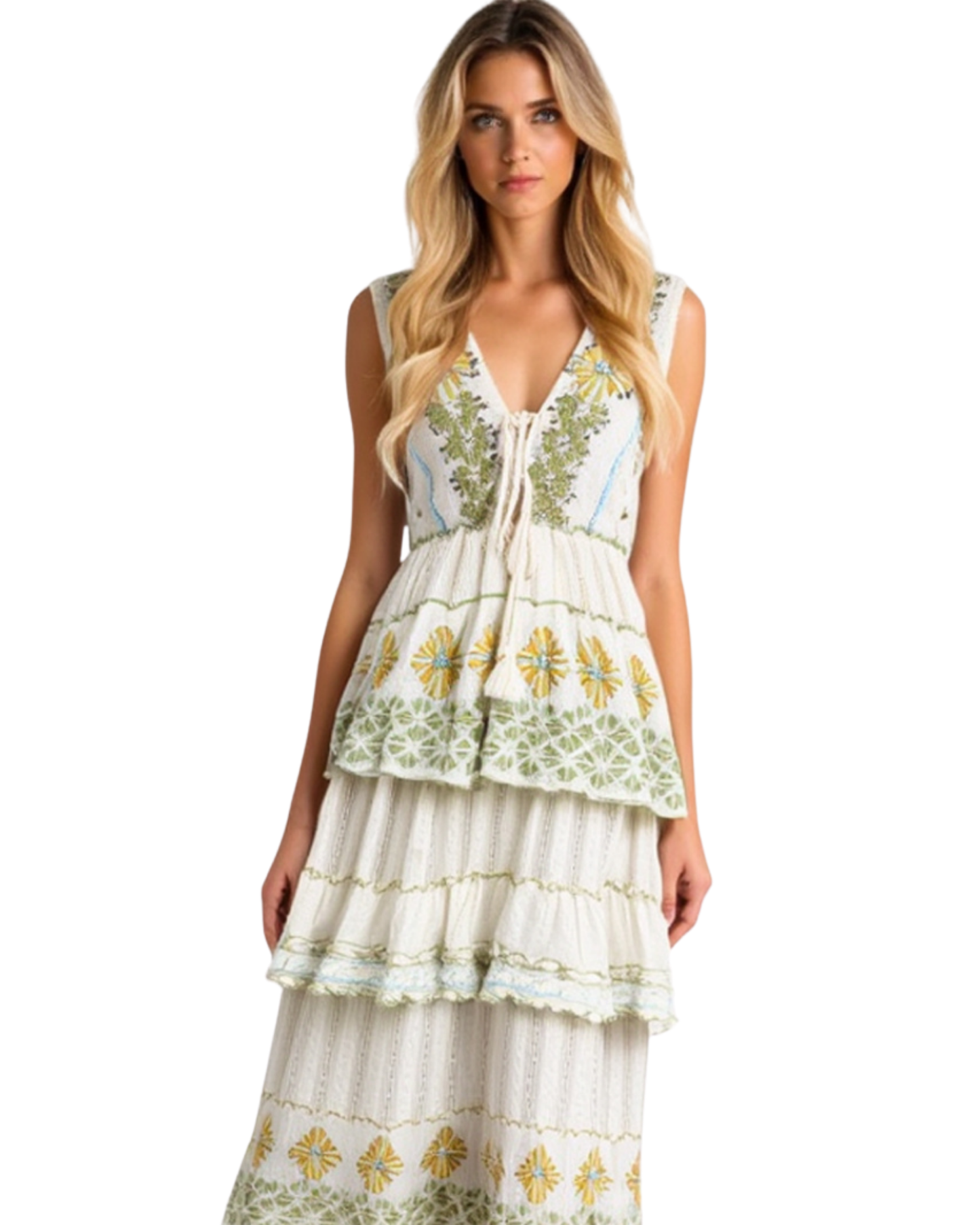 ELEXUA | Damen-Boho-Maxikleid mit Blumenmuster – Rosa/Orange/Gold