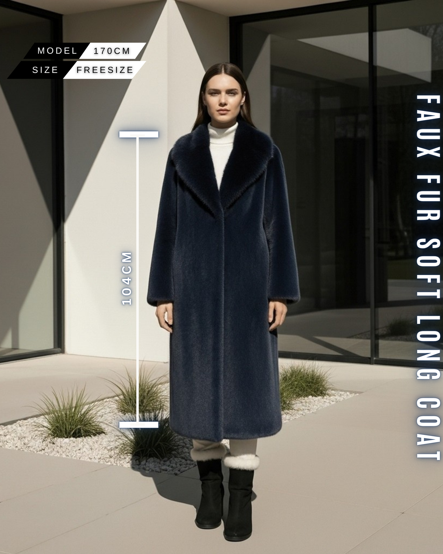 Eleganter langer Kunstpelzmantel "Soft Touch"