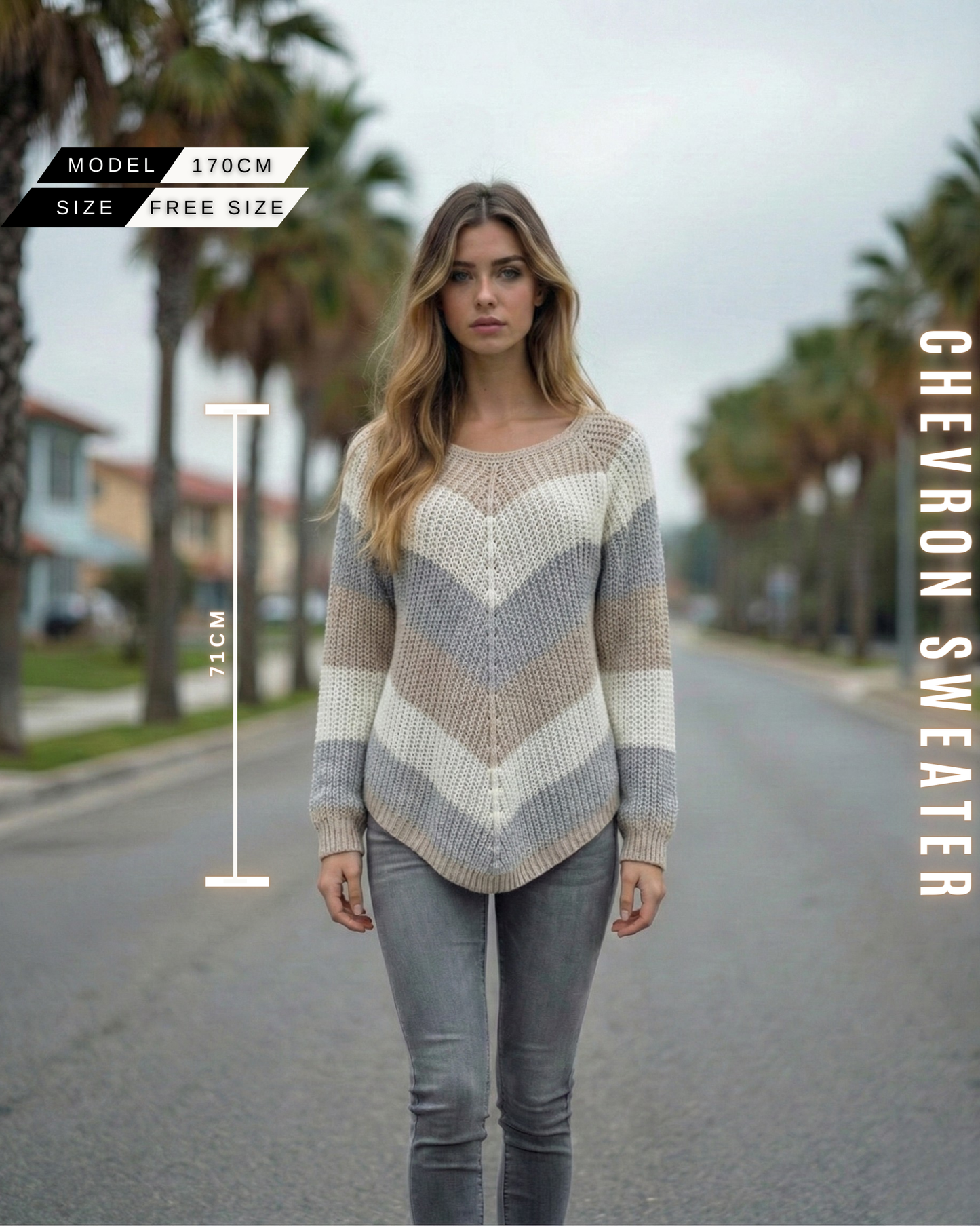Chevron Strickpullover – V-Muster