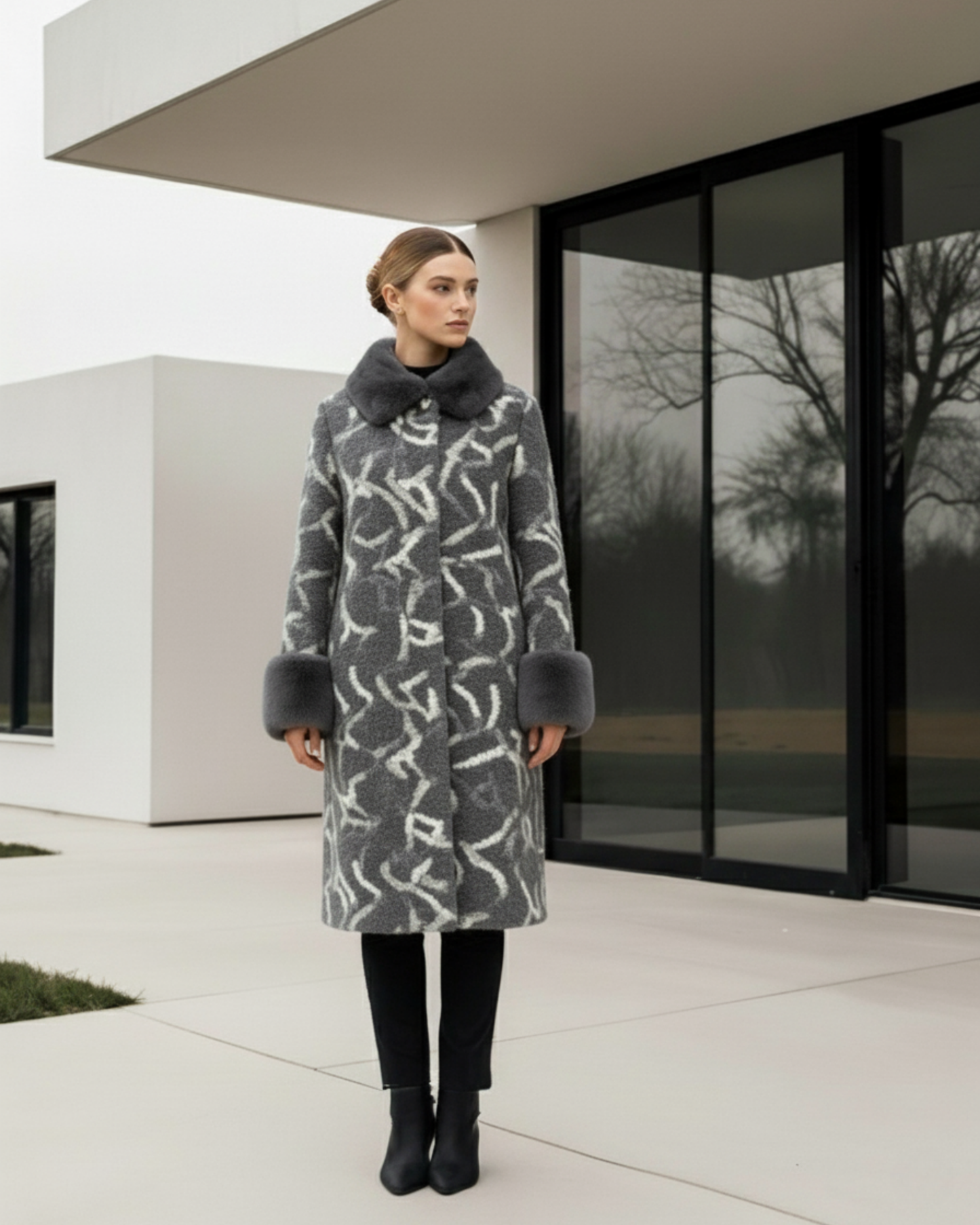 Luxus Wollmantel Midi