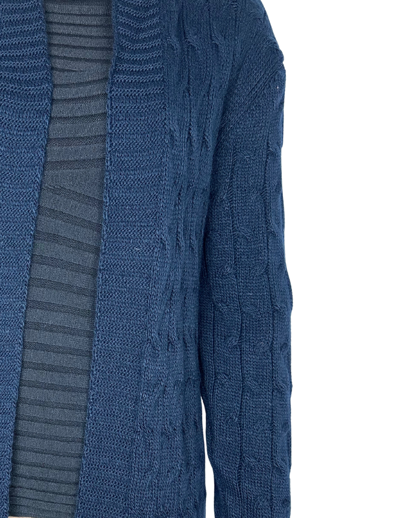 Langer Zopfstrick Cardigan mit Kapuze