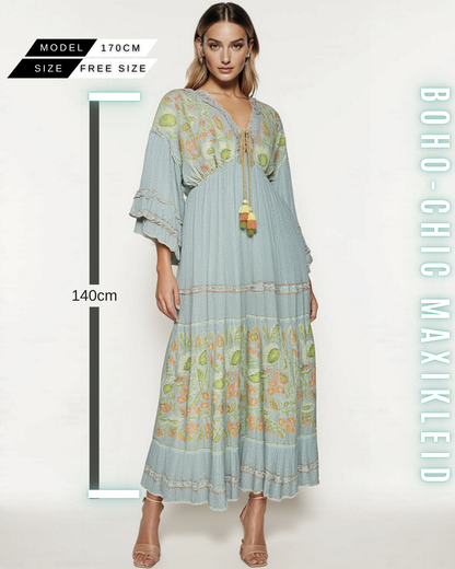 Boho-Chic Maxikleid mit ausgestellten Ärmeln