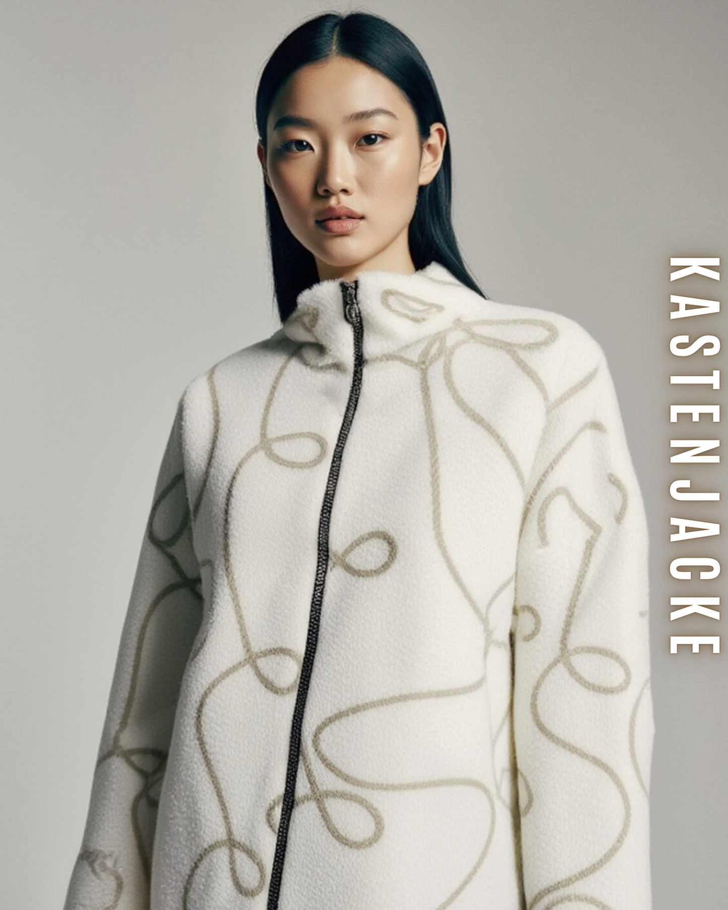 Gemusterte Kastenjacke mit Kapuze