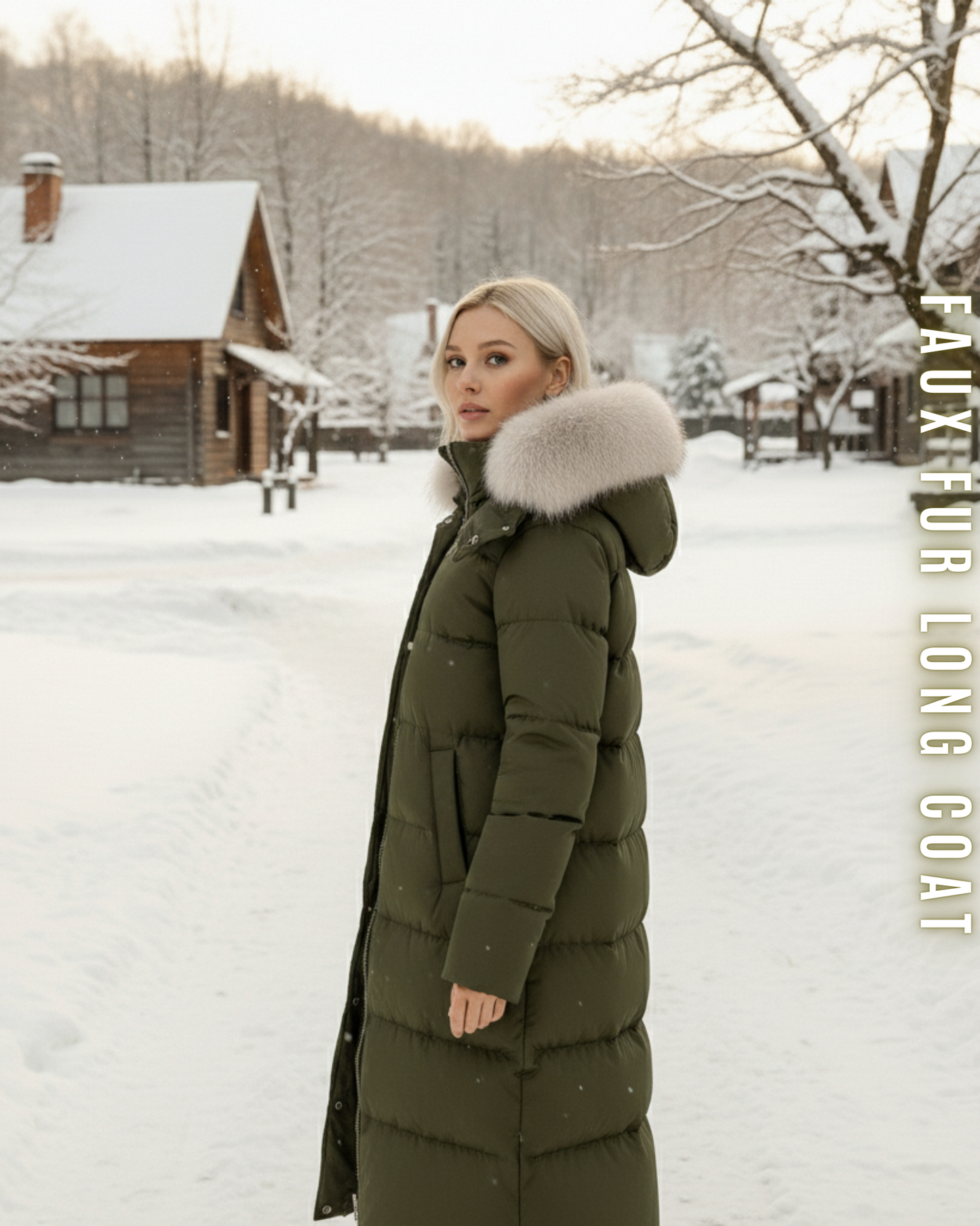 Langer Steppmantel "Arctic" - Kapuze