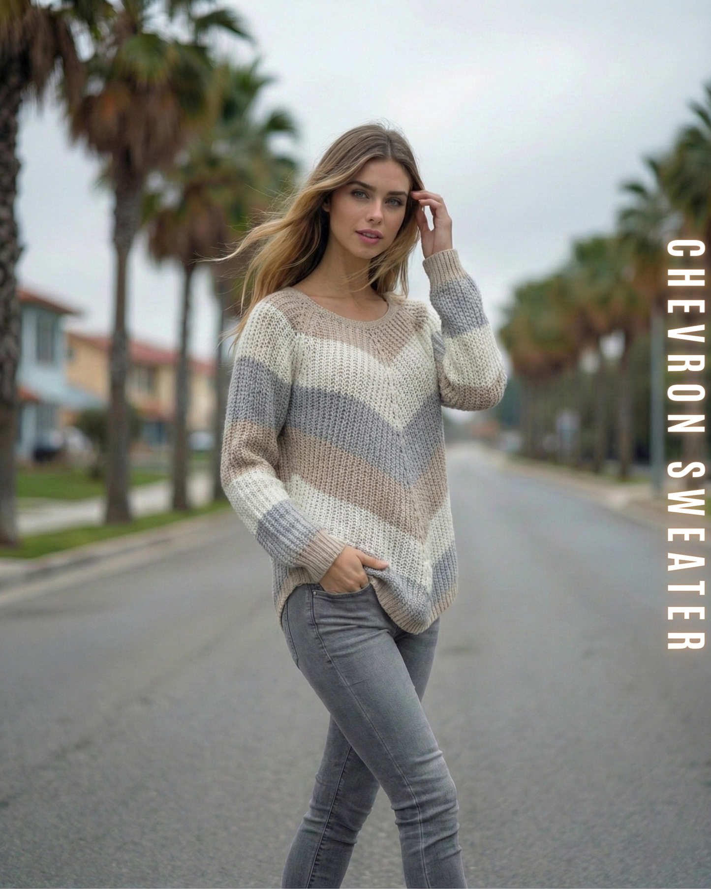 Chevron Strickpullover – V-Muster