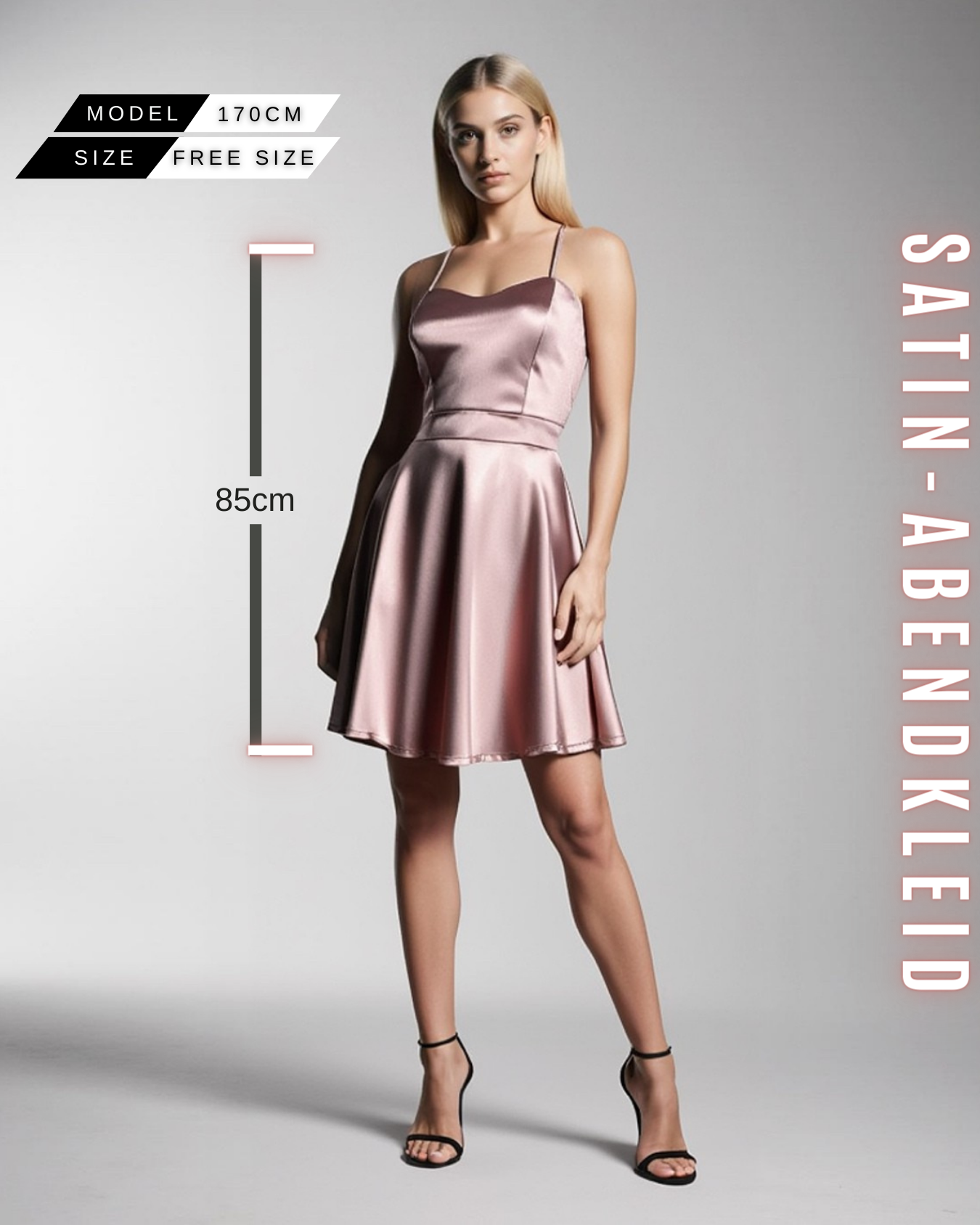 Elegantes Satin-Abendkleid mit Spaghettiträger