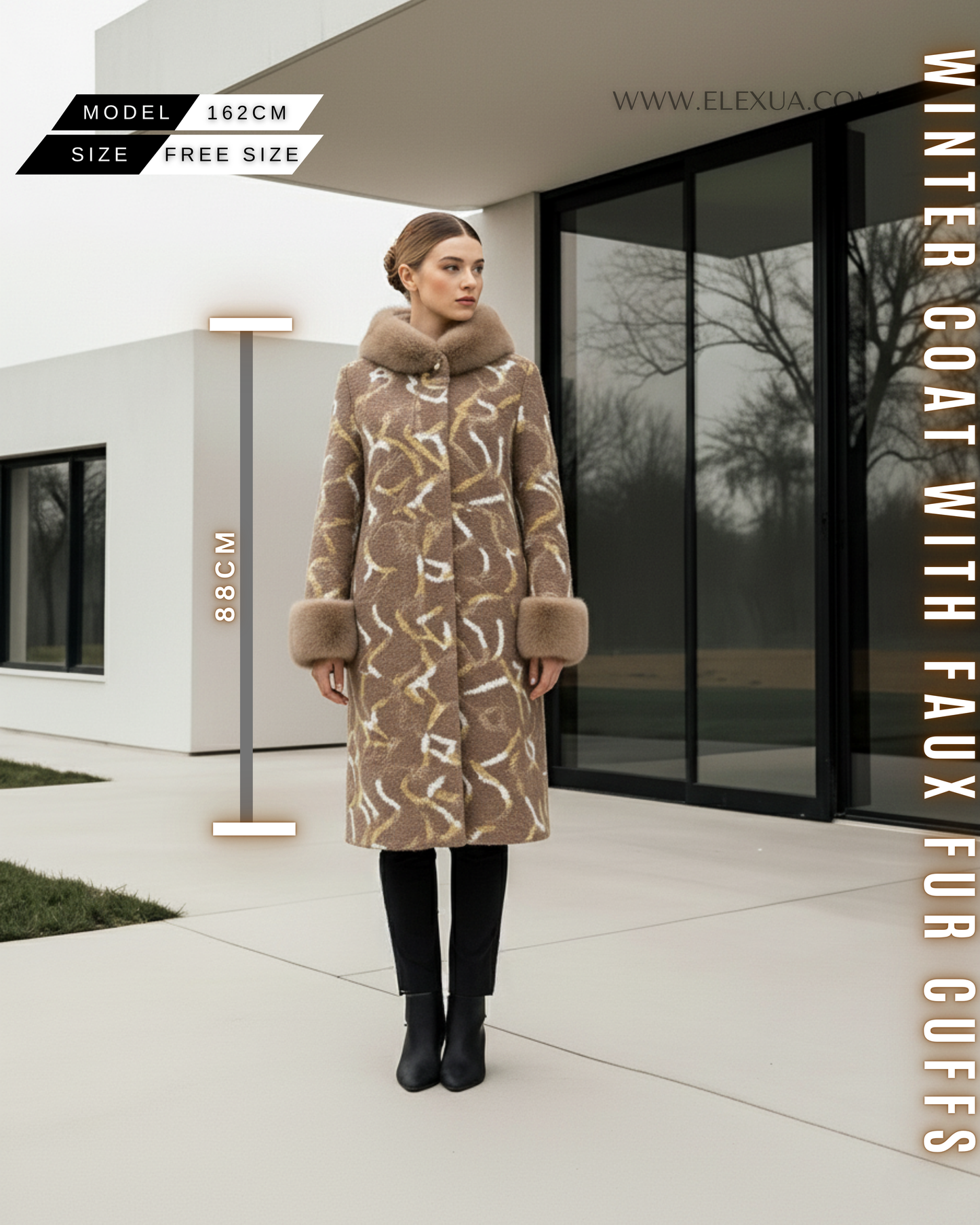 Luxus Wollmantel Midi