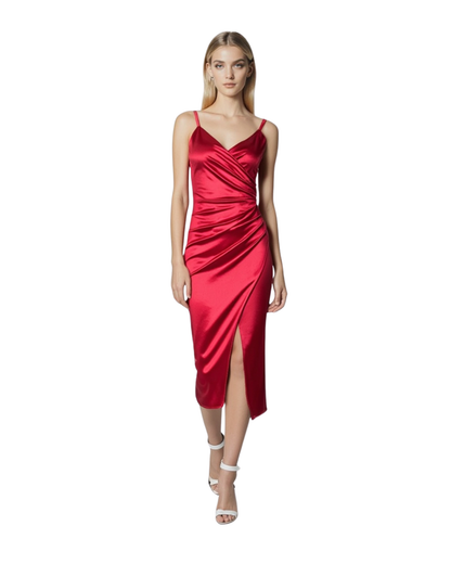 Satin-Maxikleid – Ärmellos & Tailliert