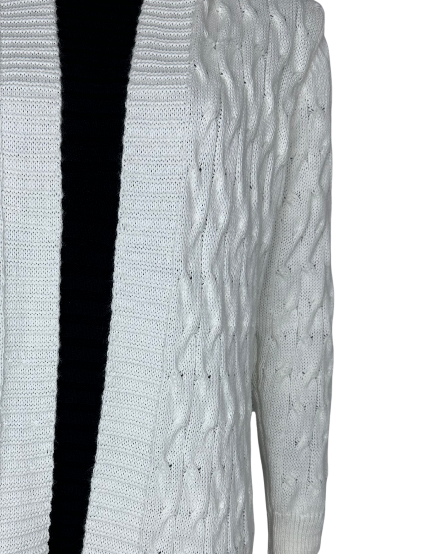 Langer Zopfstrick Cardigan mit Kapuze