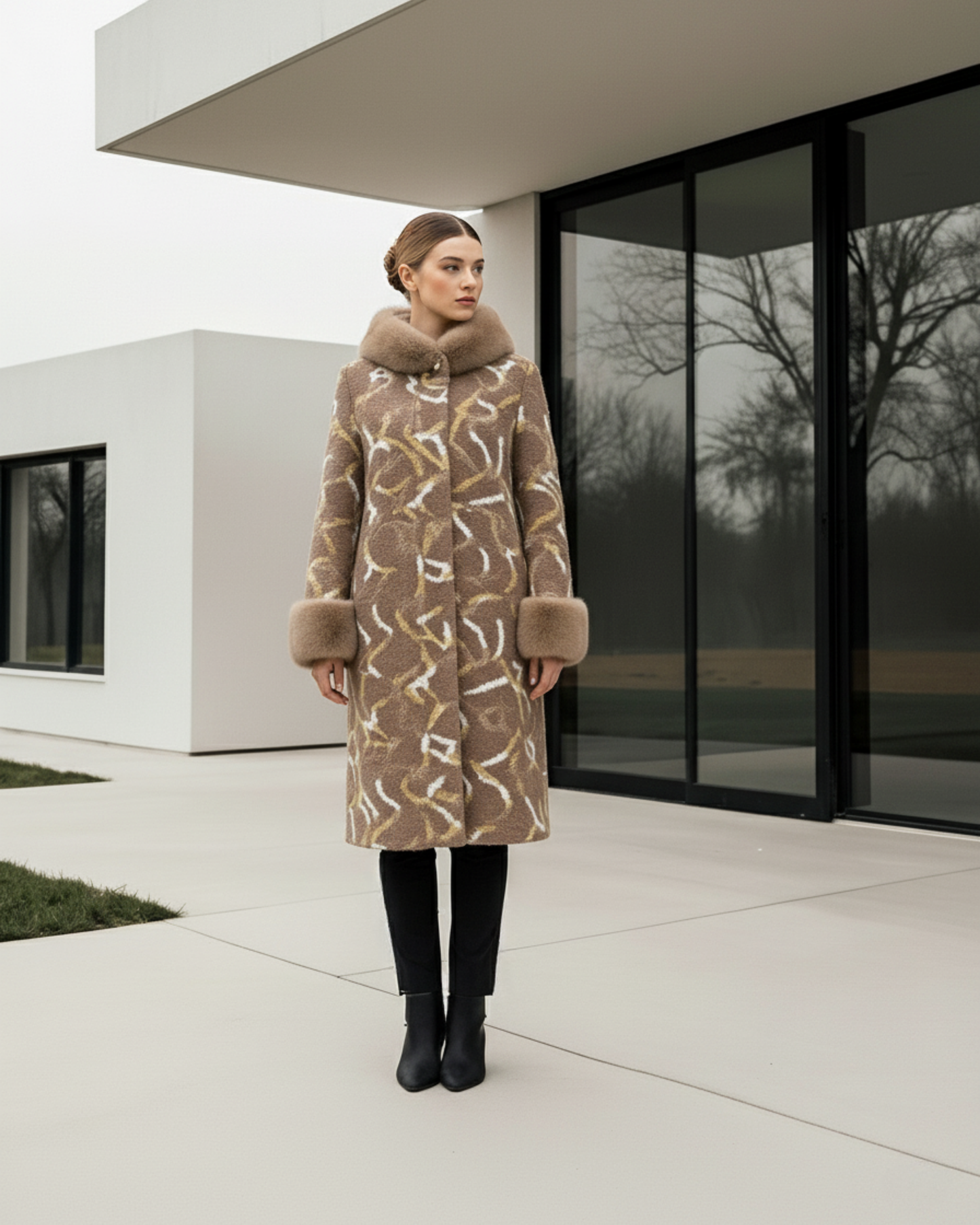 Luxus Wollmantel Midi