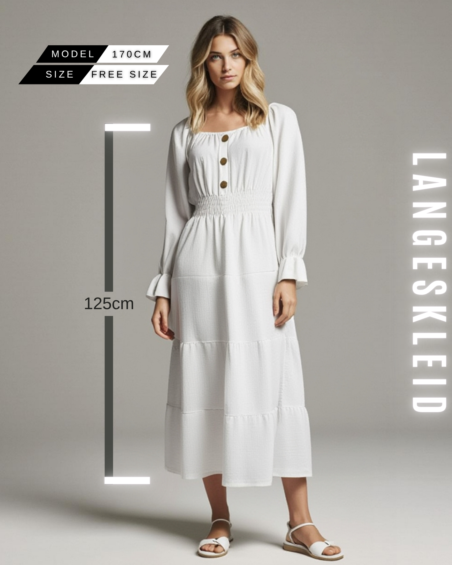 Damen Langeskleid| Weiß | Polyester | Ideal für Partys und Sommer