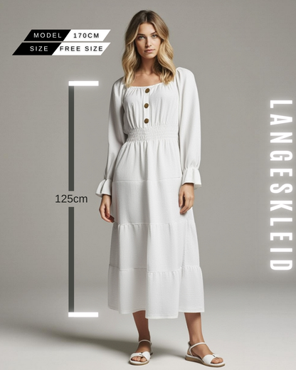 Damen Langeskleid| Weiß | Polyester | Ideal für Partys und Sommer