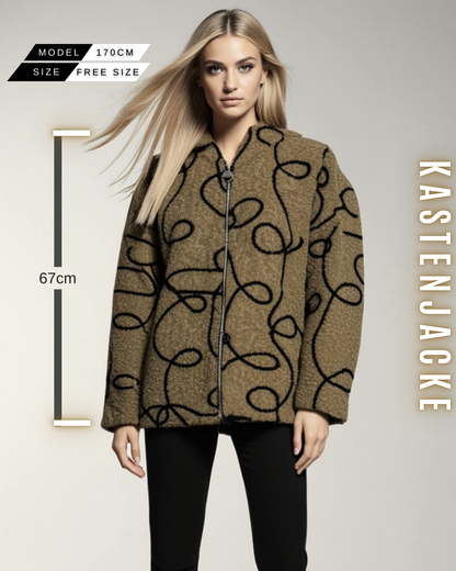 Gemusterte Kastenjacke mit Kapuze