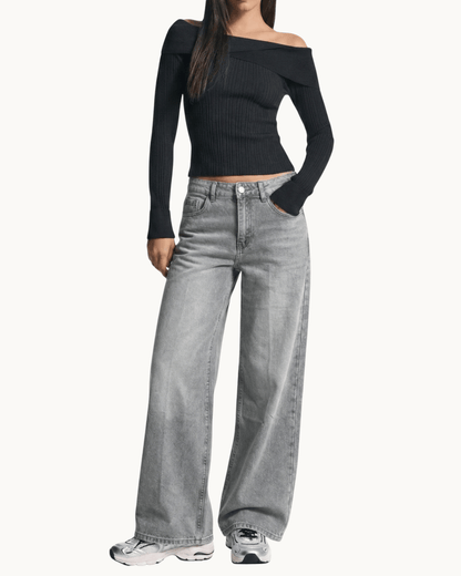 Wide Leg Denim "Washed Grey"