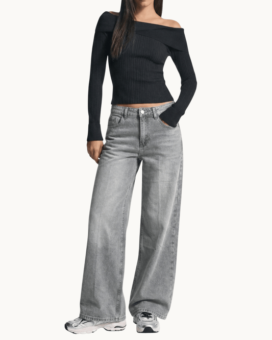 Wide Leg Denim "Washed Grey"