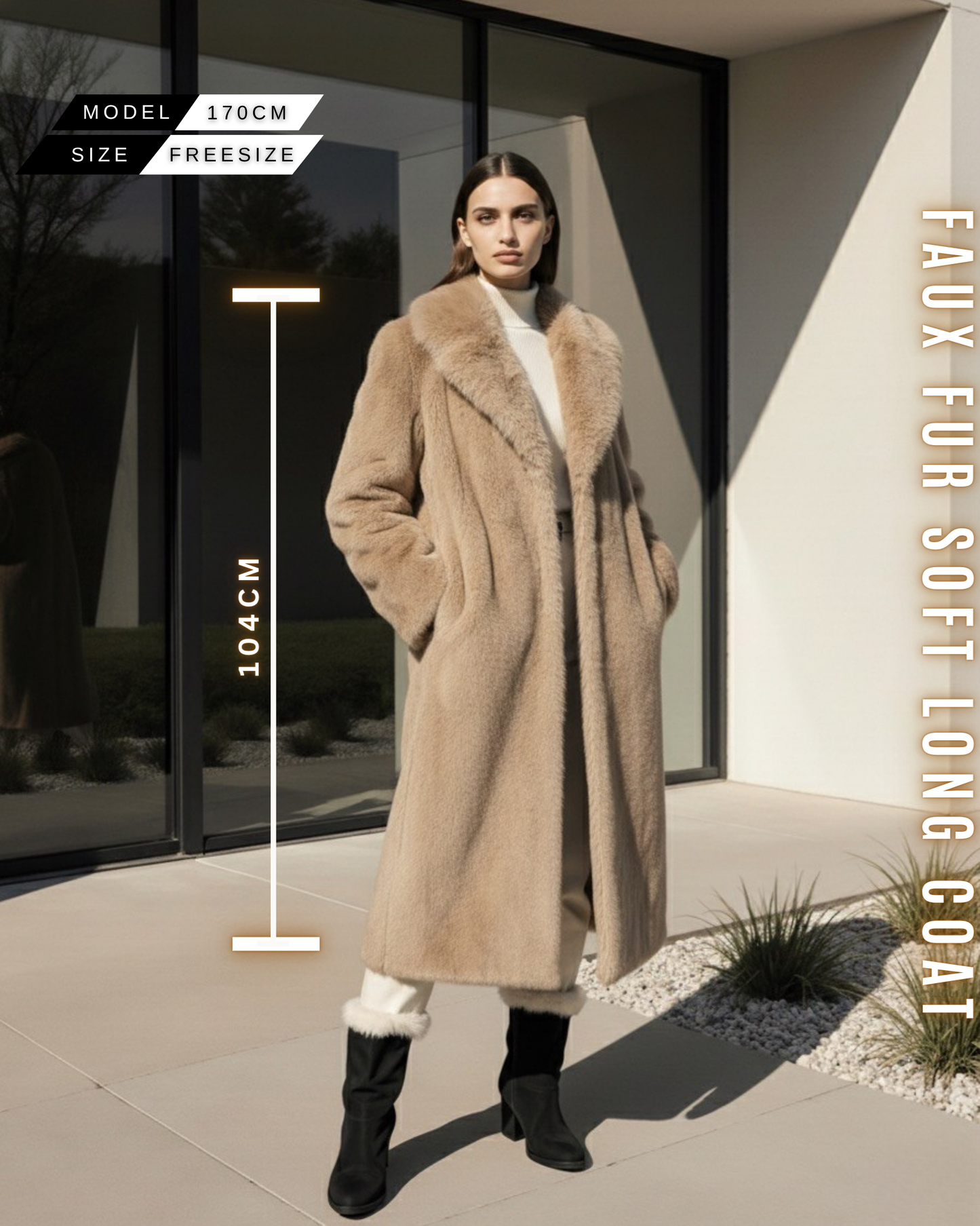 Eleganter langer Kunstpelzmantel "Soft Touch"