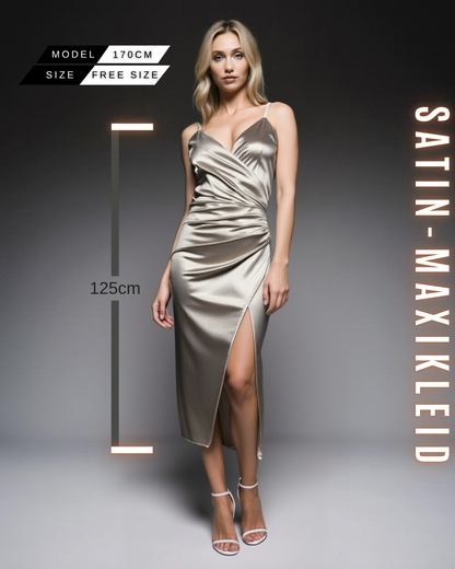 Satin-Maxikleid – Ärmellos & Tailliert