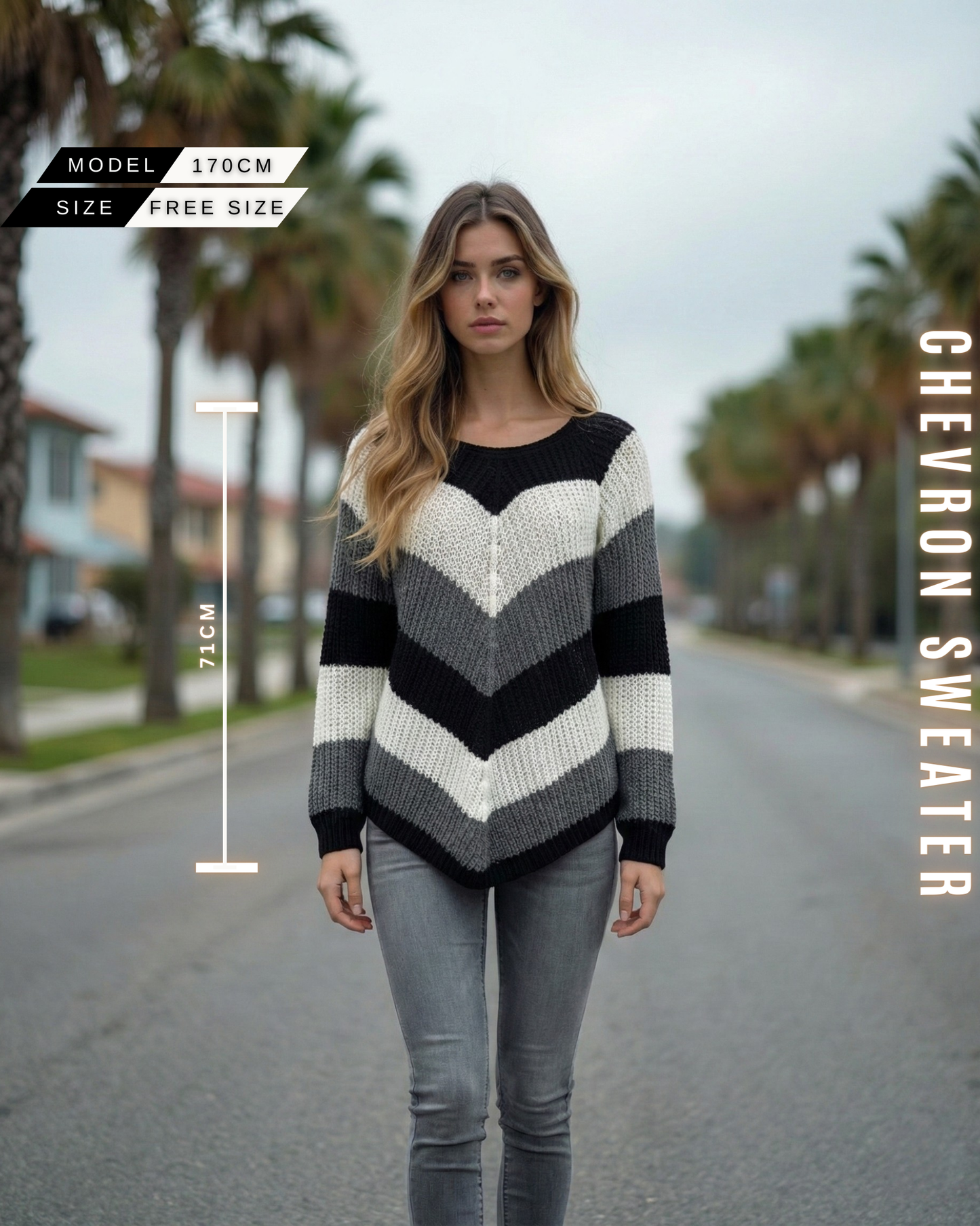 Chevron Strickpullover – V-Muster