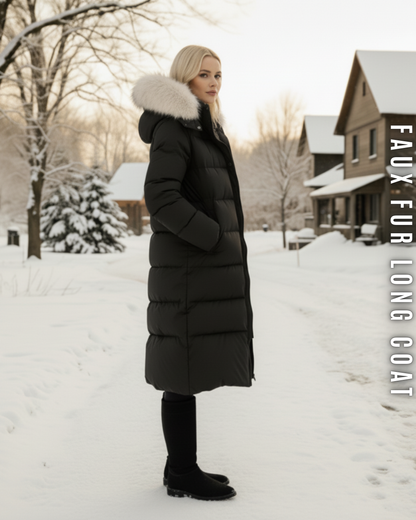 Langer Steppmantel "Arctic" - Kapuze