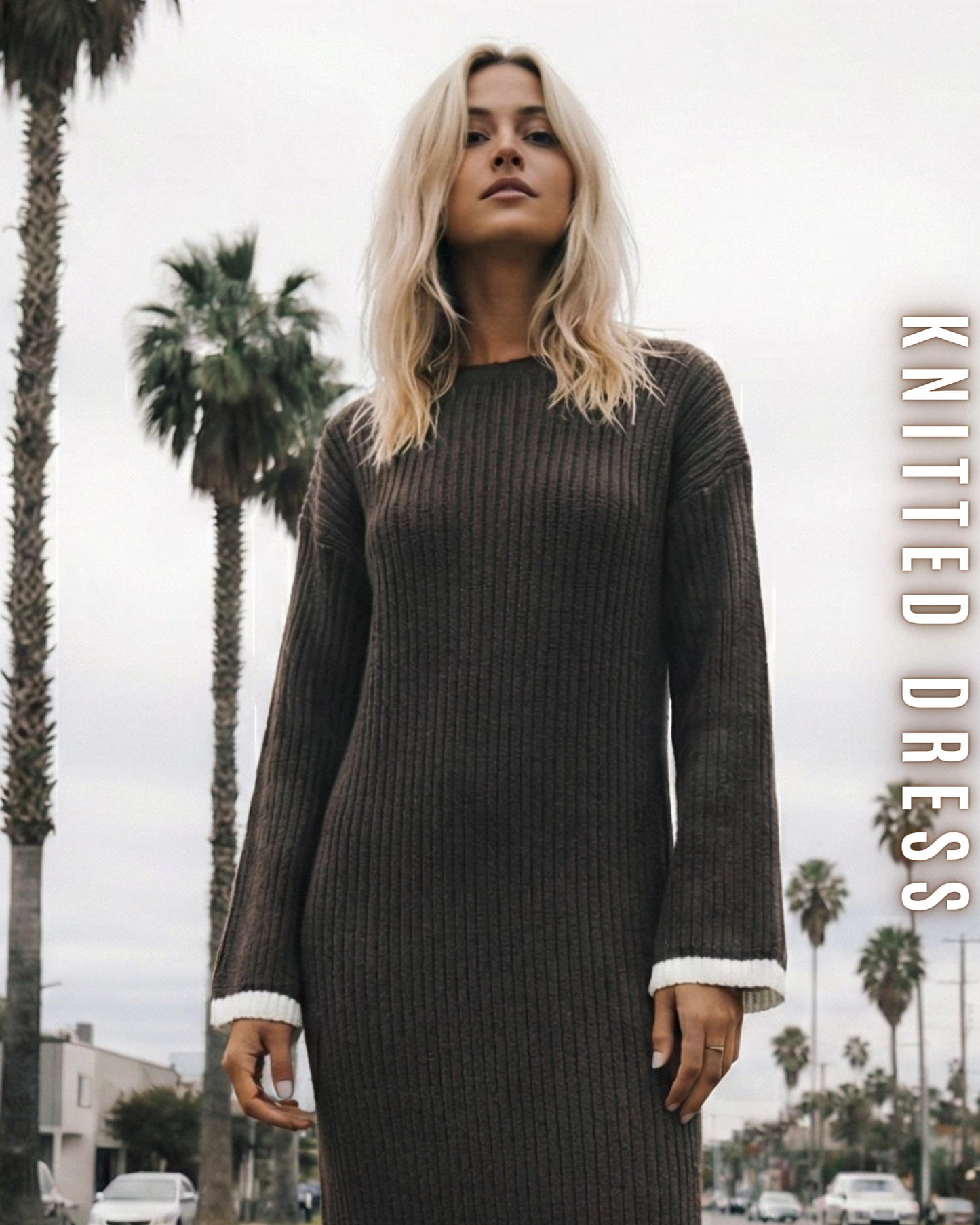 Elegantes Rippstrickkleid